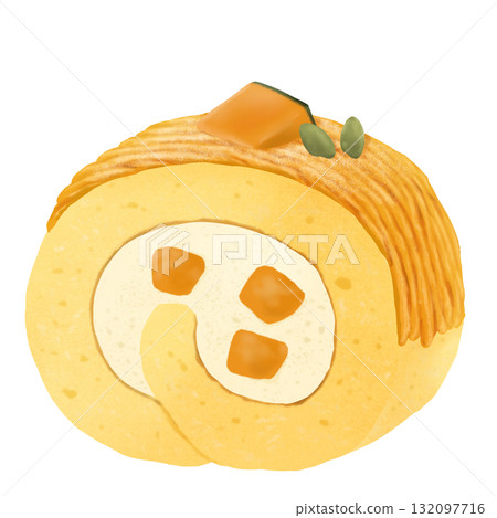 南瓜蒙布朗卷蛋糕插畫 132097716