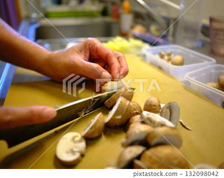 Kitchen cooking vegetables cutting woman hand tags Kitchen cooking vegetables cutting woman hand tags 132098042
