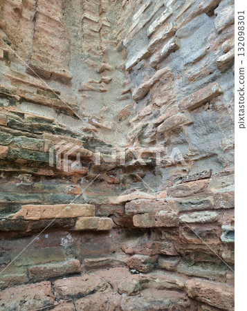 Orange Old Aged Brick Masonry Background 132098301