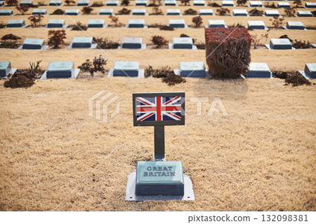 Monument to British soldiers died in Korean war at United Nations Memorial Cemetery in Busan, South Korea Monument to British soldiers died in Korean war at United Nations Memorial Cemetery in Busan, South Korea 132098381
