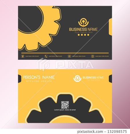 A business card. Double-sided business corporate card design. Individual corporate identity template A business card. Double-sided business corporate card design. Individual corporate identity template 132098575