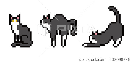 印花布貓的像素藝術 132098786