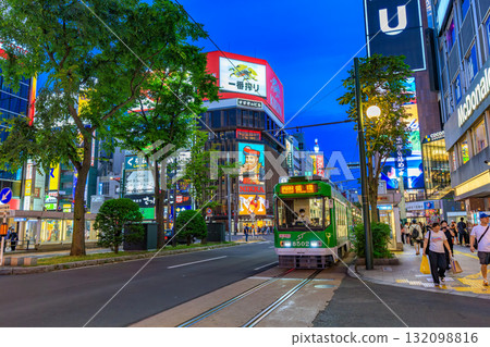 Susukino intersection at dusk, Sapporo, Hokkaido 132098816