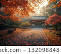 背景：寺廟入口、秋日景色 132098848