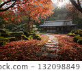 背景：寺廟庭院、秋日景色 132098849
