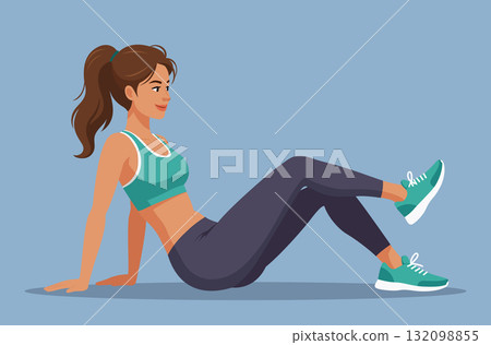 Young fit woman doing abs core exercise 132098855