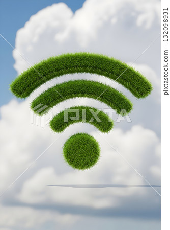 Eco-Friendly Wi-Fi Symbol in the Sky Eco-Friendly Wi-Fi Symbol in the Sky 132098931