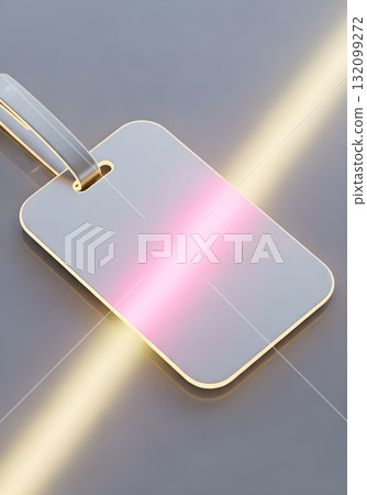Elegant luggage tag mockup with a blank surface for branding and design 132099272