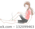 一位女士在腳上艾灸的水彩插圖 132099463