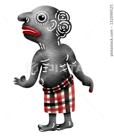 Cute Traditional Southern Thai Shadow Puppet Character watercolor painting. 132099525