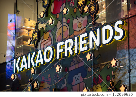 Kakao Friends store with festive holiday decorations and cartoon characters in Seoul, South Korea Kakao Friends store with festive holiday decorations and cartoon characters in Seoul, South Korea 132099650