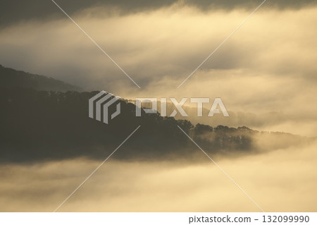 Hiruzen Plateau and sea of clouds on an autumn morning in Okayama Prefecture Hiruzen Plateau and sea of clouds on an autumn morning in Okayama Prefecture 132099990