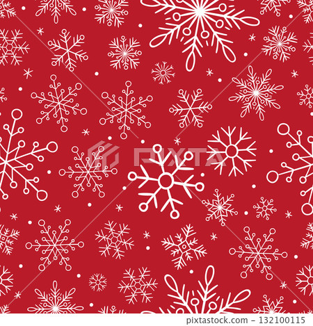 White Snowflakes Pattern on Red Christmas Background White Snowflakes Pattern on Red Christmas Background 132100115