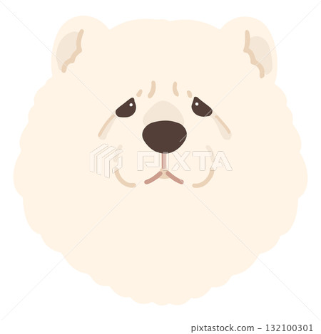 簡單可愛的白色鬆獅犬正面插圖（無主線） 132100301