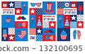 Set of posters, banners, posters for the US Independence Day in geometric style. 132100695