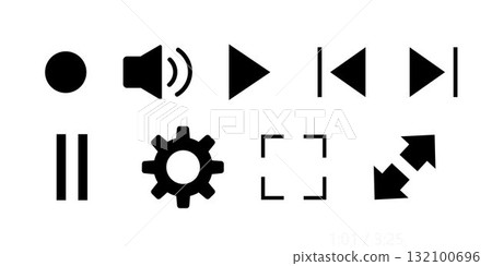 Media Player Buttons Icon Set. User Interface Elements. Music Player Buttons. Video Controls. Media Player Buttons Icon Set. User Interface Elements. Music Player Buttons. Video Controls. 132100696