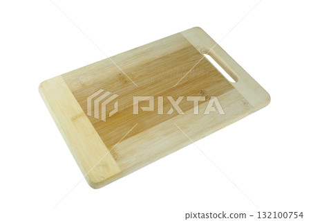 wooden chopping board isolated on white background 132100754