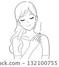 一位女士在肩膀上進行艾灸的黑白插圖 132100755