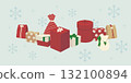 雪花和紅色禮物的插圖 132100894