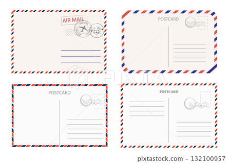 Travel card design set template postcard retro background with grids, stamp. Mail, vintage letter design.retro border envelope with stripes. Paper texture, vintage mail. Air post letter. Travel card design set template postcard retro background with grids, stamp. Mail, vintage letter design.retro border envelope with stripes. Paper texture, vintage mail. Air post letter. 132100957
