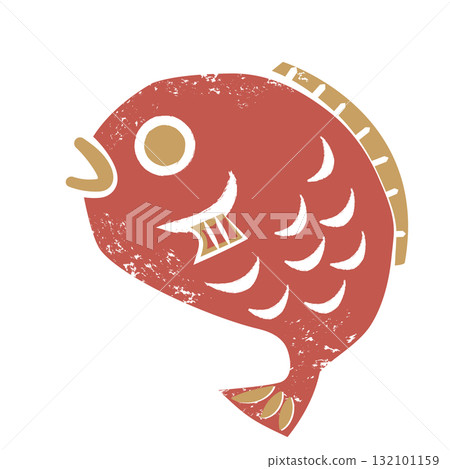 New Year's red sea bream illustration print style lucky charm icon New Year's red sea bream illustration print style lucky charm icon 132101159