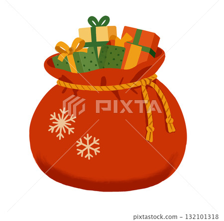 Illustration of Santa Claus bag full of gifts 132101318