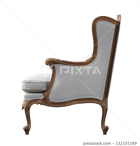 armchair isolate on a transparent background, comfortable furniture for home interior, 3D illustration, cg render 132101389