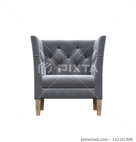 armchair isolate on a transparent background, comfortable furniture for home interior, 3D illustration, cg render armchair isolate on a transparent background, comfortable furniture for home interior, 3D illustration, cg render 132101406