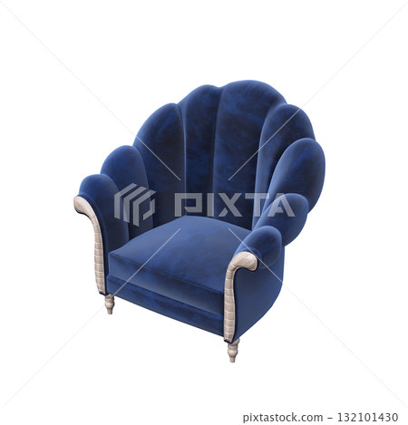 armchair isolate on a transparent background, comfortable furniture for home interior, 3D illustration, cg render 132101430