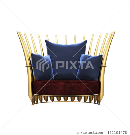 armchair isolate on a transparent background, comfortable furniture for home interior, 3D illustration, cg render 132101478