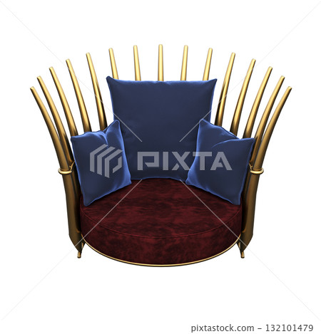 armchair isolate on a transparent background, comfortable furniture for home interior, 3D illustration, cg render 132101479