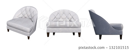 armchair isolate on a transparent background, comfortable furniture for home interior, 3D illustration, cg render armchair isolate on a transparent background, comfortable furniture for home interior, 3D illustration, cg render 132101515
