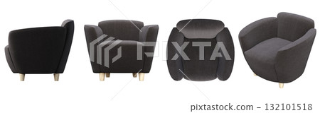 armchair isolate on a transparent background, comfortable furniture for home interior, 3D illustration, cg render armchair isolate on a transparent background, comfortable furniture for home interior, 3D illustration, cg render 132101518