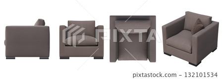 armchair isolate on a transparent background, comfortable furniture for home interior, 3D illustration, cg render armchair isolate on a transparent background, comfortable furniture for home interior, 3D illustration, cg render 132101534