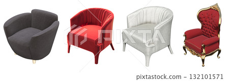 armchair isolate on a transparent background, comfortable furniture for home interior, 3D illustration, cg render armchair isolate on a transparent background, comfortable furniture for home interior, 3D illustration, cg render 132101571