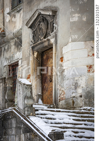 Old door and stairway Old door and stairway 132101587