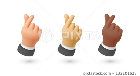 Vector Finger Heart Hand Gesture Set. Korean Finger Heart Illustration Showing Love and Appreciation. Cute Hand Gestures for Social Media, K-Pop, Messaging Design. 3d Vector Icons 132101623
