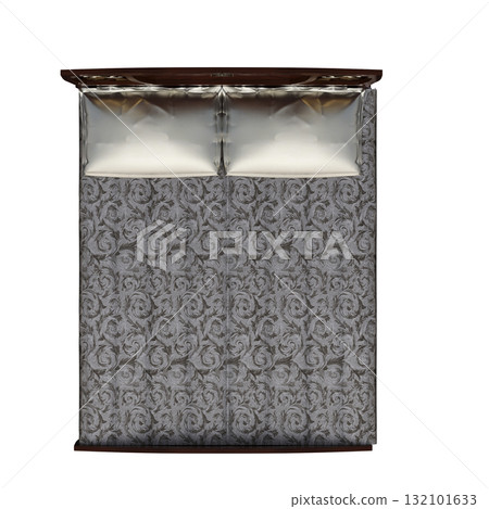 bed isolate on a transparent background, interior furniture, 3D illustration, cg render 132101633