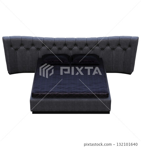 bed isolate on a transparent background, interior furniture, 3D illustration, cg render 132101640