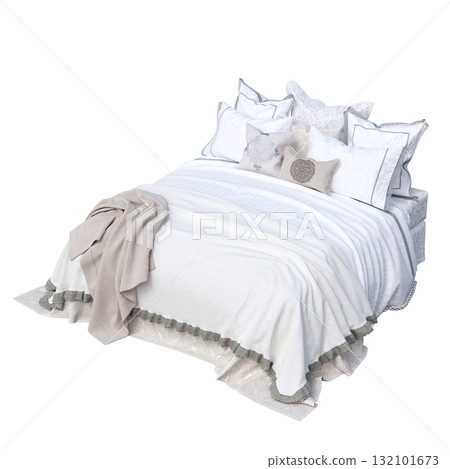 bed isolate on a transparent background, interior furniture, 3D illustration, cg render bed isolate on a transparent background, interior furniture, 3D illustration, cg render 132101673