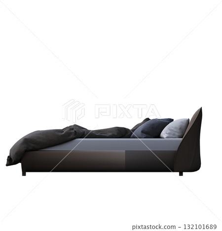 bed isolate on a transparent background, interior furniture, 3D illustration, cg render 132101689