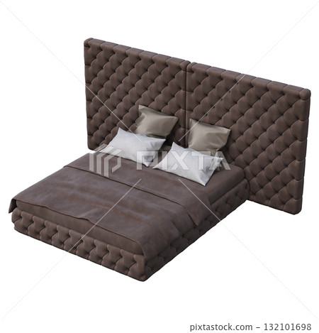 bed isolate on a transparent background, interior furniture, 3D illustration, cg render bed isolate on a transparent background, interior furniture, 3D illustration, cg render 132101698