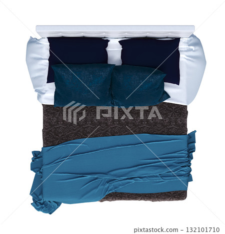 bed isolate on a transparent background, interior furniture, 3D illustration, cg render 132101710