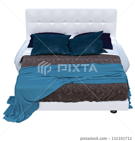 bed isolate on a transparent background, interior furniture, 3D illustration, cg render bed isolate on a transparent background, interior furniture, 3D illustration, cg render 132101712