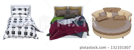 double bed isolated on a transparent background, furniture for the bedroom interior, 3D illustration, cg render double bed isolated on a transparent background, furniture for the bedroom interior, 3D illustration, cg render 132101807