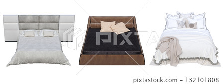 double bed isolated on a transparent background, furniture for the bedroom interior, 3D illustration, cg render double bed isolated on a transparent background, furniture for the bedroom interior, 3D illustration, cg render 132101808