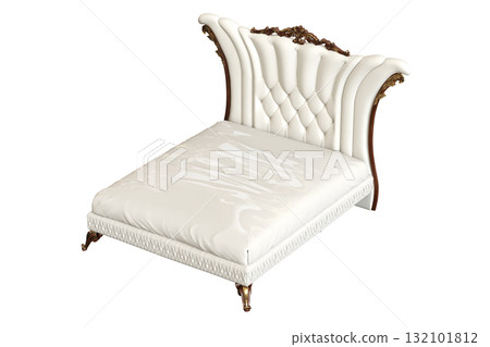 double bed isolated on a transparent background, furniture for the bedroom interior, 3D illustration, cg render 132101812