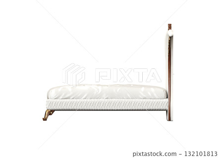 double bed isolated on a transparent background, furniture for the bedroom interior, 3D illustration, cg render 132101813