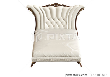 double bed isolated on a transparent background, furniture for the bedroom interior, 3D illustration, cg render 132101816