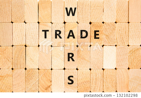 Trade wars symbol. Concept word Trade wars on beautiful wooden block wall. Beautiful wooden block wall background. Wooden blocks. Business trade wars concept. Copy space. Trade wars symbol. Concept word Trade wars on beautiful wooden block wall. Beautiful wooden block wall background. Wooden blocks. Business trade wars concept. Copy space. 132102298